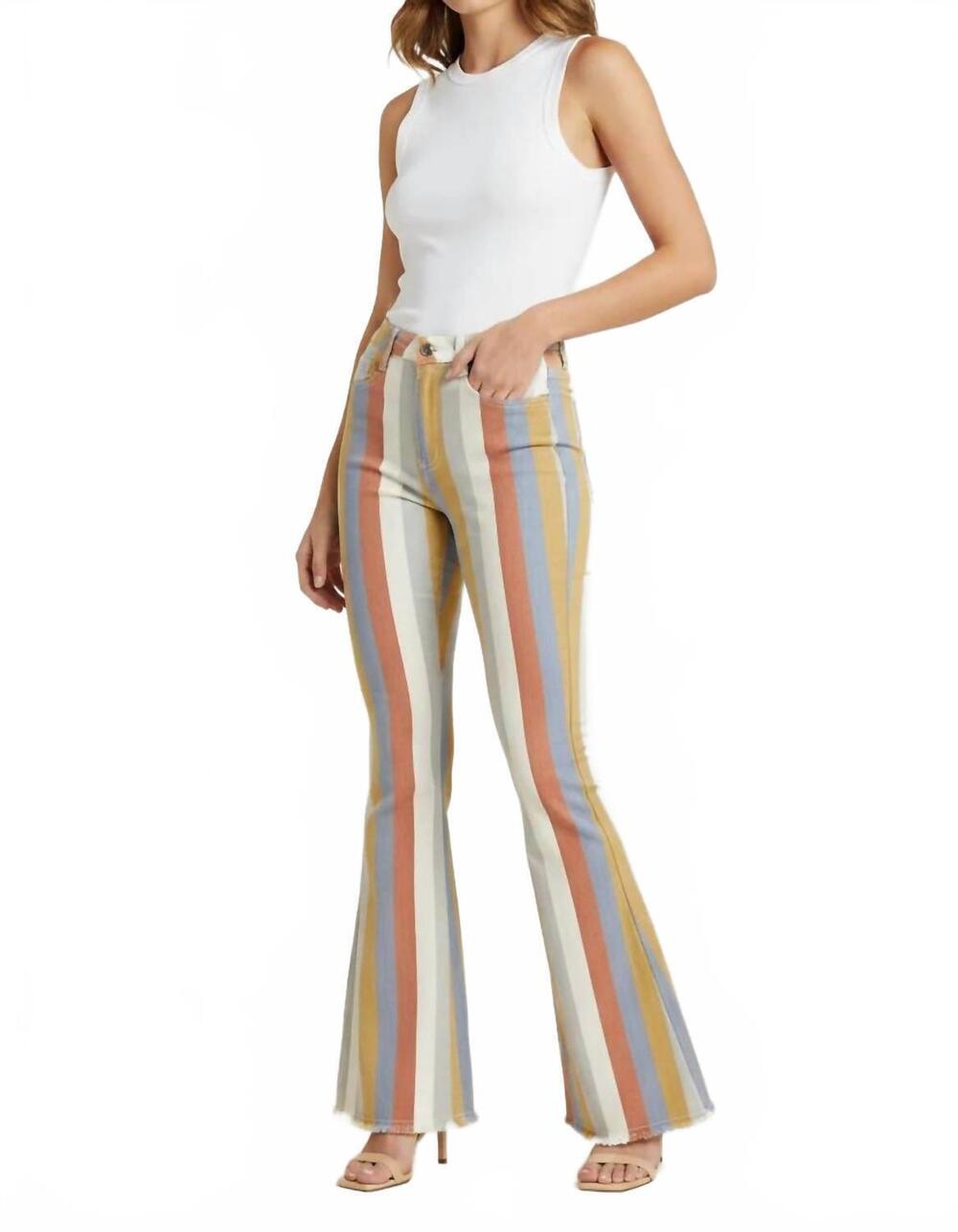 NEW SAINTS & HEARTS striped denim pants in caramel multi